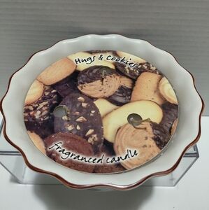 3 Wick Hug & Cookies Fragranced Candle In Ruffled Ceramic Resembles A Bake Dish